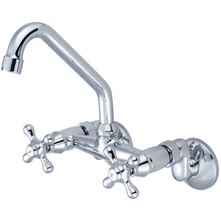 PIONEER FAUCETS Two Handle Wall Mount Faucet, NPT, Wallmount, Polished Chrome, Flow Rate (GPM): 1.5 2PM440